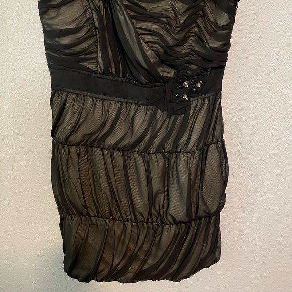 Max And Cleo Sandrine One Shoulder Black Sheer Overlay Chiffon Dress 12 - Picture 7 of 10